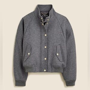 J Crew Flight Jacket in Italian Wool Blend - Grey Bomber Jacket Size Small